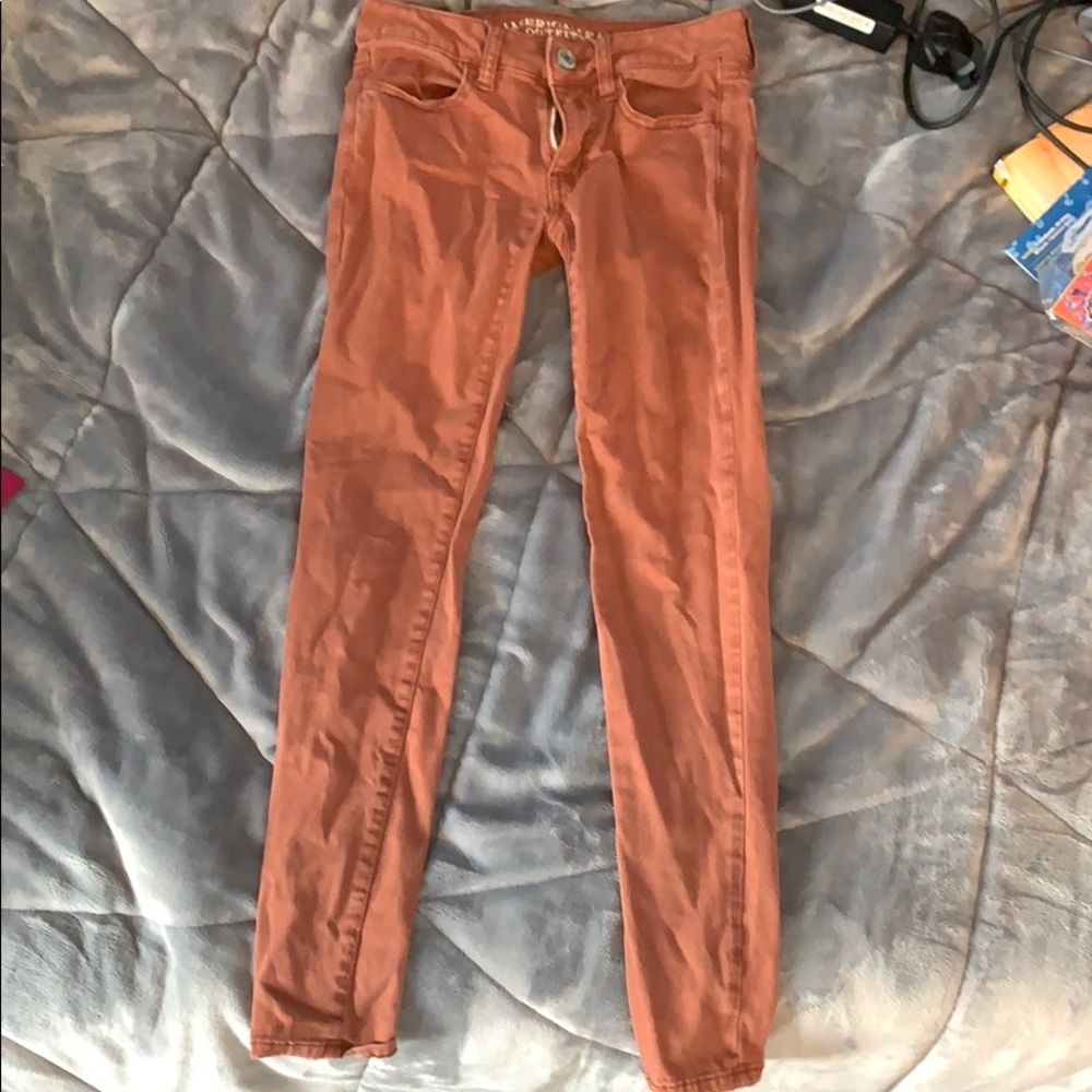 Coral colored jeans from American Eagle Outfitters